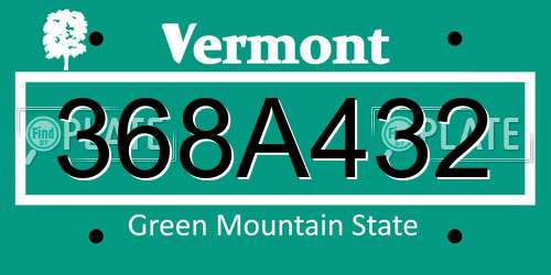368A432 Vermont License Plate