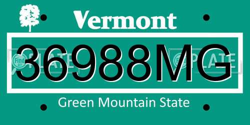 36988MG Vermont License Plate