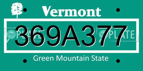 369A377 Vermont License Plate