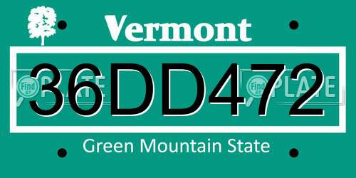 36DD472 Vermont License Plate