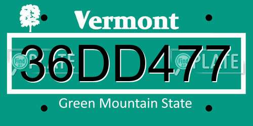 36DD477 Vermont License Plate