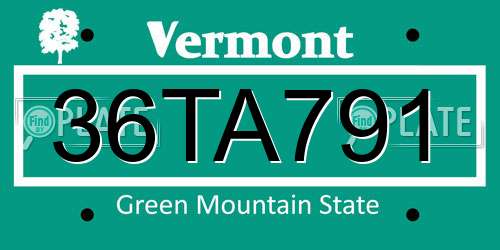 36TA791 Vermont License Plate