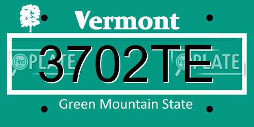 3702TE Vermont License Plate
