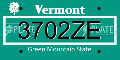 3702ZE Vermont License Plate