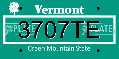 3707TE Vermont License Plate