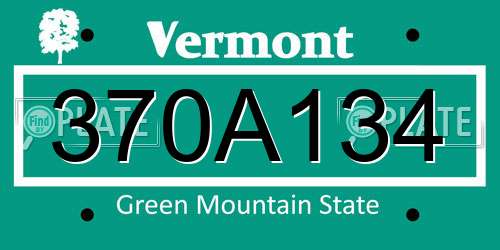 370A134 Vermont License Plate