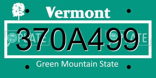 370A499 Vermont License Plate