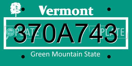 370A743 Vermont License Plate