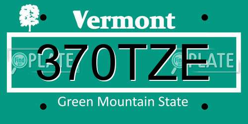 370TZE Vermont License Plate