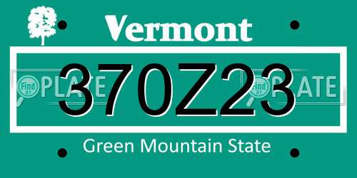 370Z23 Vermont License Plate