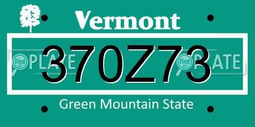 370Z73 Vermont License Plate