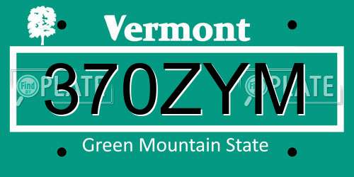 370ZYM Vermont License Plate