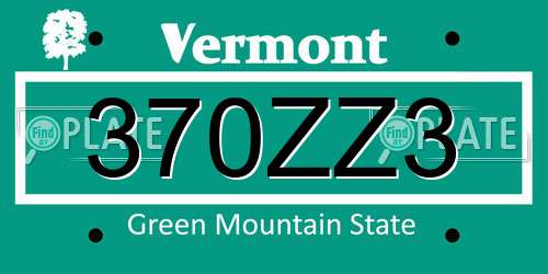370ZZ3 Vermont License Plate
