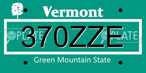370ZZE Vermont License Plate