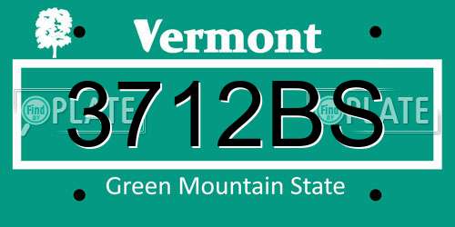 3712BS Vermont License Plate