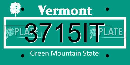 3715IT Vermont License Plate