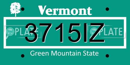 3715IZ Vermont License Plate