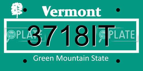 3718IT Vermont License Plate