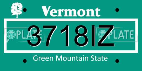 3718IZ Vermont License Plate