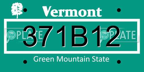 371B12 Vermont License Plate