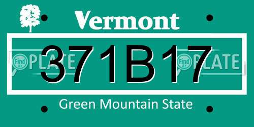 371B17 Vermont License Plate