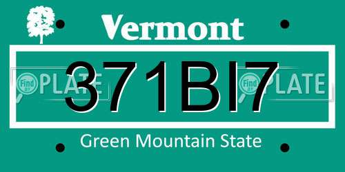 371BI7 Vermont License Plate