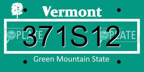 371S12 Vermont License Plate