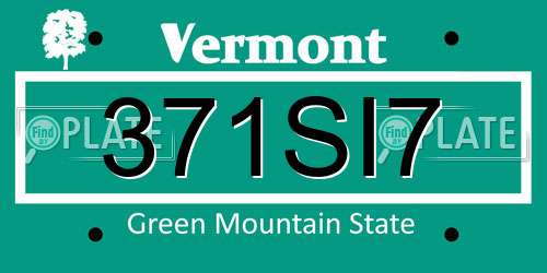 371SI7 Vermont License Plate
