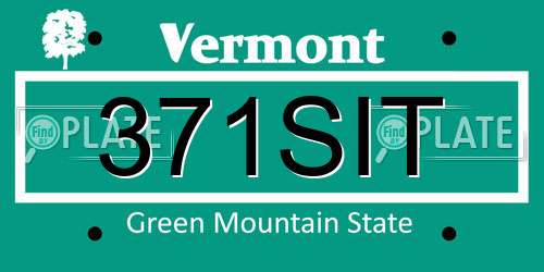 371SIT Vermont License Plate