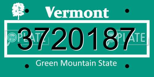 3720187 Vermont License Plate