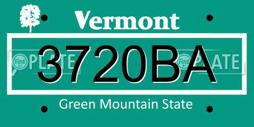 3720BA Vermont License Plate