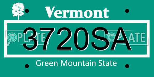 3720SA Vermont License Plate