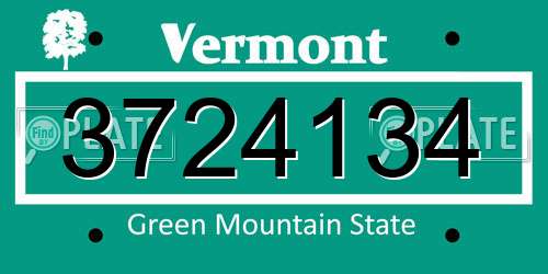 3724134 Vermont License Plate