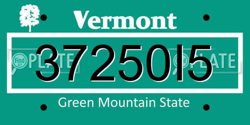37250I5 Vermont License Plate