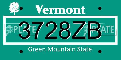 3728ZB Vermont License Plate