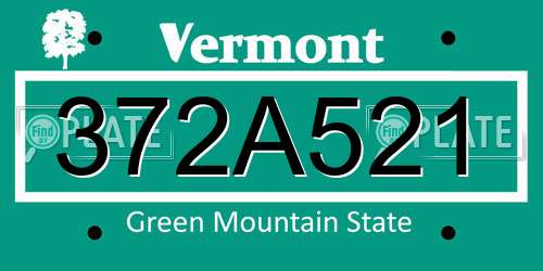 372A521 Vermont License Plate