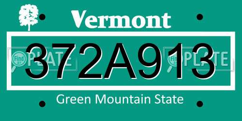 372A913 Vermont License Plate