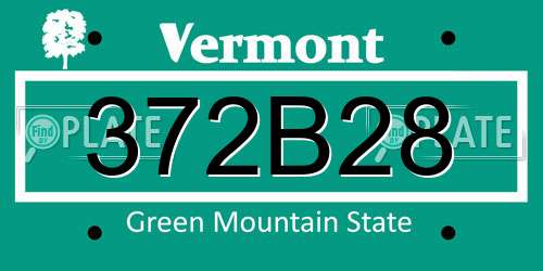 372B28 Vermont License Plate