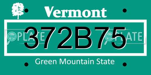 372B75 Vermont License Plate