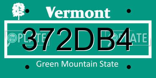372DB4 Vermont License Plate