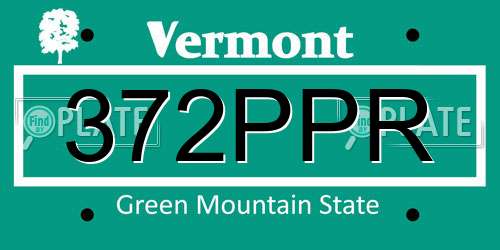 372PPR Vermont License Plate