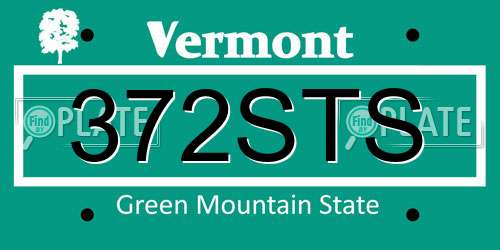 372STS Vermont License Plate