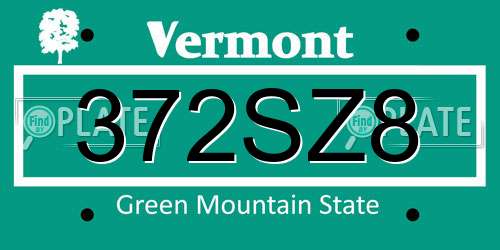 372SZ8 Vermont License Plate