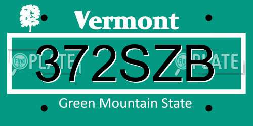 372SZB Vermont License Plate
