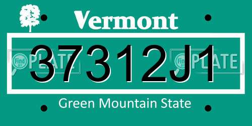 37312J1 Vermont License Plate