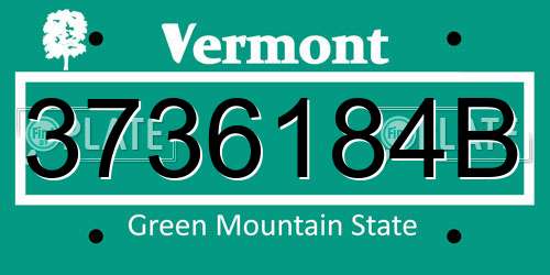 3736184B Vermont License Plate