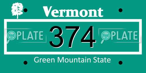 374 Vermont License Plate