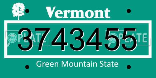 3743455 Vermont License Plate