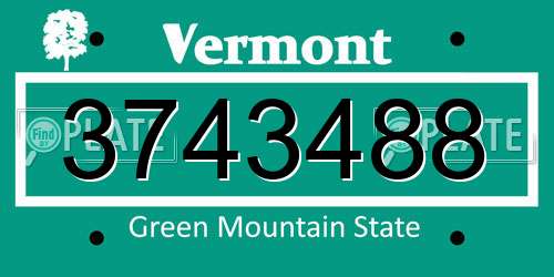3743488 Vermont License Plate