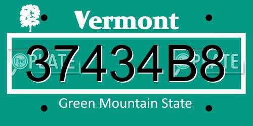 37434B8 Vermont License Plate